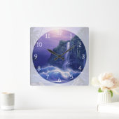 美しい滝 スクエア壁時計 (ホーム)