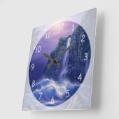 美しい滝 スクエア壁時計 (傾斜)