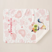 美しい漫画の猫とかわいいエレガントハート シェルパブランケット (正面(横))