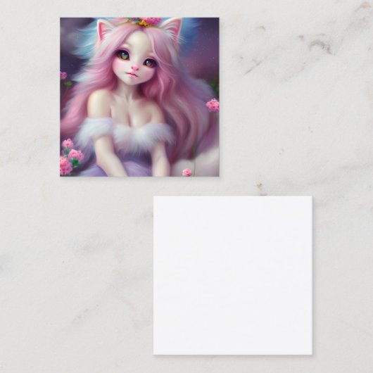 美しい漫画の猫のベビー スクエア名刺 (正面/裏面)