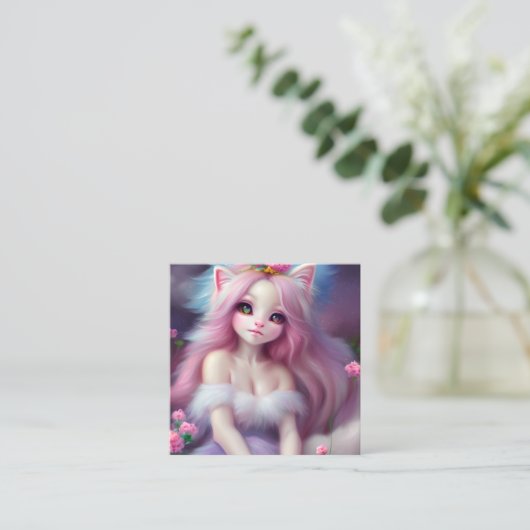 美しい漫画の猫のベビー スクエア名刺 (スタンド正面)