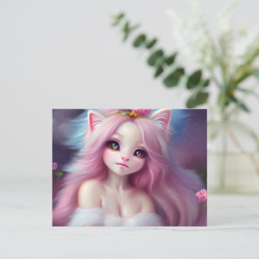 美しい漫画の猫のベビー ポストカード (スタンド正面)