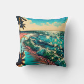 美しい漫画ポップ・アートのアートスタイルビーチシーン クッション (正面)