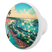 美しい漫画ポップ・アートのアートスタイルビーチシーン セラミックノブ (右)