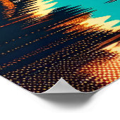 美しい漫画ポップ・アートのアートスタイルビーチシーン ポスター (角)