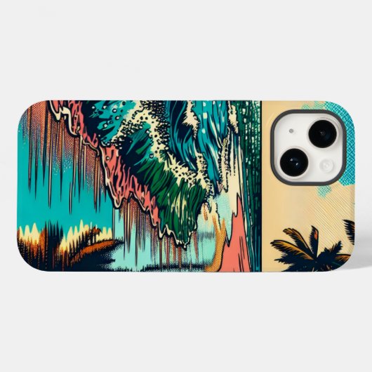 美しい漫画ポップ・アートのアートスタイルビーチシーン Case-Mate iPhoneケース (裏面 (横))