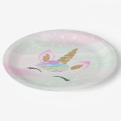 美しい漫画ユニコーンと虹 ペーパープレート (アングル)