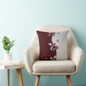 美しい濃い赤と銀の灰色の効果の花 クッション (椅子)