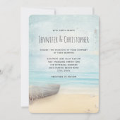 美しい灯台と船のあるビーチの風景 招待状 (正面)