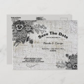 美しい灰色と黒の花が日付を保存 案内ポストカード (正面/裏面)