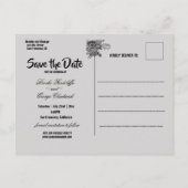 美しい灰色と黒の花が日付を保存 案内ポストカード (裏面)