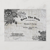 美しい灰色と黒の花が日付を保存 案内ポストカード (正面)