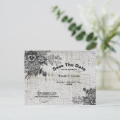 美しい灰色と黒の花が日付を保存 案内ポストカード (スタンド正面)