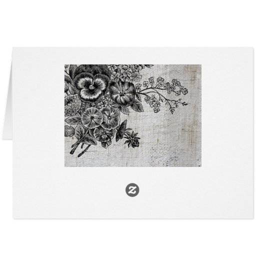 美しい灰色と黒の芸術的花RSVP (裏面横)