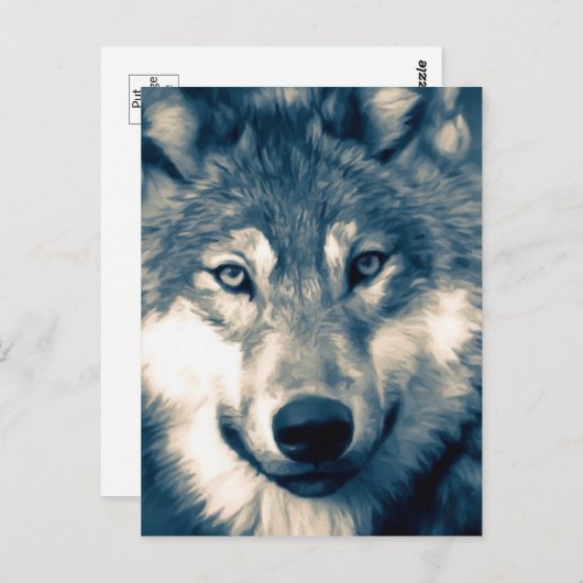 美しい灰色のオオカミの森の動物 ポストカード (正面/裏面)
