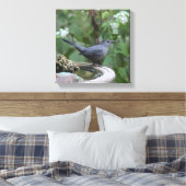 美しい灰色のキャットバードパ包まれたネル キャンバスプリント (インサイチュ (寝室))