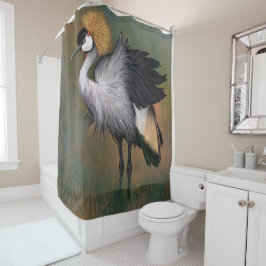 美しい灰色の冠を付けたクレー絵画ン – 右型 シャワーカーテン