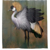 美しい灰色の冠を付けたクレー絵画ン – 右型 シャワーカーテン (正面)