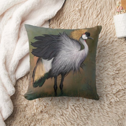 美しい灰色の冠を持つクレーンバード装飾用クッション クッション (ブランケット)