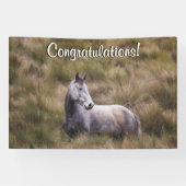 美しい灰色の馬の追加文字 横断幕 (横)