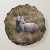 美しい灰色の馬 ラウンドクッション (裏面)