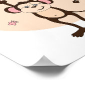 美しい災害かわいいおもしろいモンキーピンクブラウン ポスター (角)