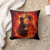 美しい炎のギターイメージ クッション (ブランケット)