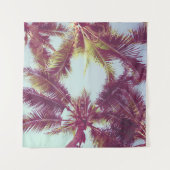 美しい熱帯のパームのまわりにの木ビーチ海 タペストリー (正面(横))