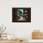 美しい熱帯のパームリラックスの木の偽の窓 ポスター (キッチン)