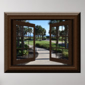 美しい熱帯のパームリラックスの木の偽の窓 ポスター (正面)