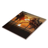 美しい熱帯の夕日 タイル (側面)