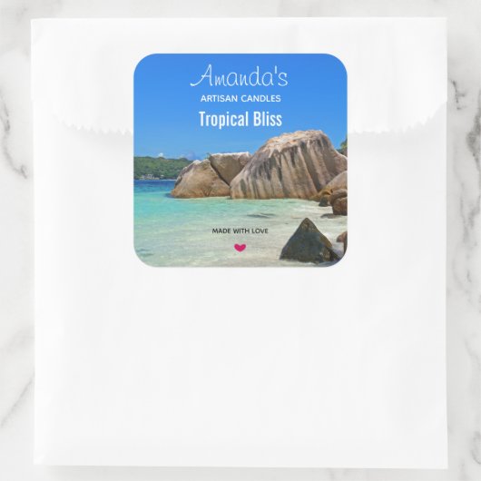 美しい熱帯の海のキャンドルやソープビジネス スクエアシール (バッグ)