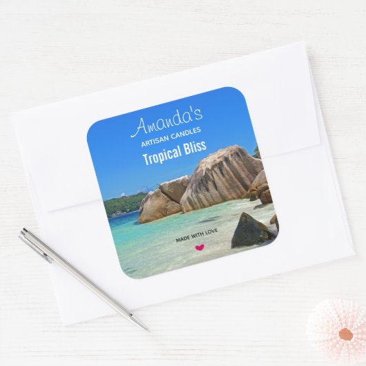 美しい熱帯の海のキャンドルやソープビジネス スクエアシール (封筒)