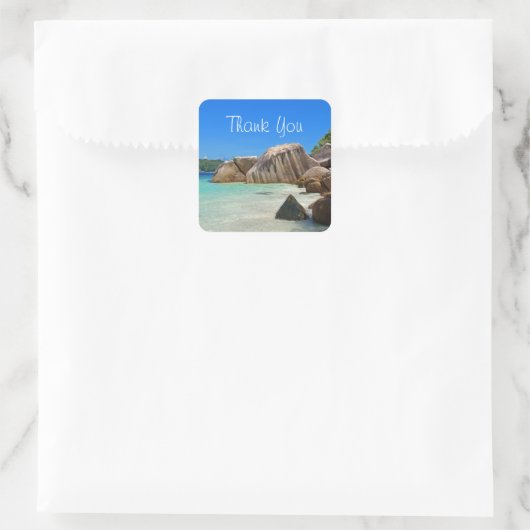 美しい熱帯の海のロッキー海岸線ありがとう スクエアシール (バッグ)