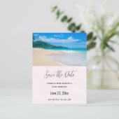 美しい熱帯の目的地のビーチ日付を保存 インビテーションポストカード (スタンド正面)