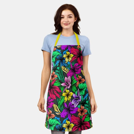 美しい熱帯の花 エプロン (着用した状態)