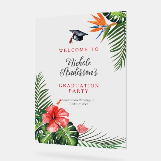 美しい熱帯をテーマにした卒業ウェルカムサイン アクリルサイン (傾斜)