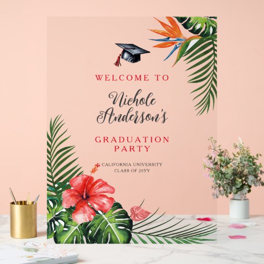 美しい熱帯をテーマにした卒業ウェルカムサイン アクリルサイン (ウェディング)