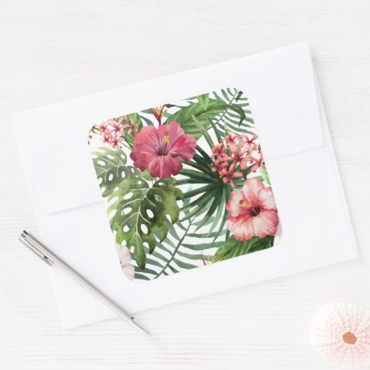 美しい熱帯エレガントフローラ |シール スクエアシール (封筒)