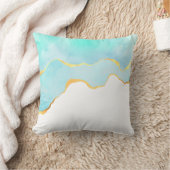 美しい熱帯グリーンブルーと金ゴールド縁ど クッション (ブランケット)