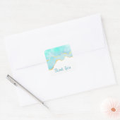 美しい熱帯グリーンブルーと金ゴールド縁ど スクエアシール (封筒)