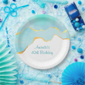 美しい熱帯グリーンブルーと金ゴールド縁ど ペーパープレート (パーティー)