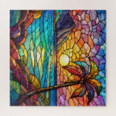 美しい熱帯ステンドグラスアートパズル ジグソーパズル (横)