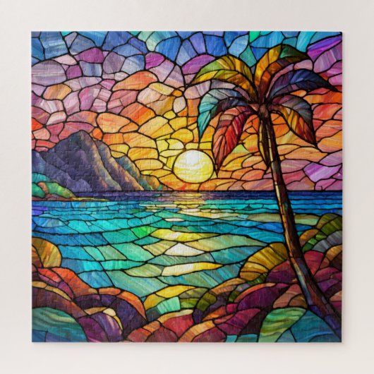 美しい熱帯ステンドグラスアートパズル ジグソーパズル (縦)