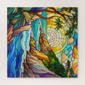 美しい熱帯ステンドグラスアートパズル ジグソーパズル (横)