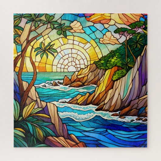 美しい熱帯ステンドグラスアートパズル ジグソーパズル (縦)