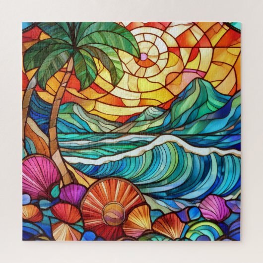 美しい熱帯ステンドグラスアートパズル ジグソーパズル (縦)