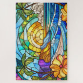 美しい熱帯ステンドグラスアートパズル ジグソーパズル (縦)