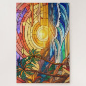 美しい熱帯ステンドグラスアートパズル ジグソーパズル (縦)