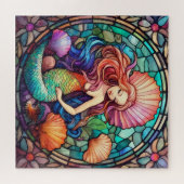 美しい熱帯ステンドグラスマーメイドパズル ジグソーパズル (横)